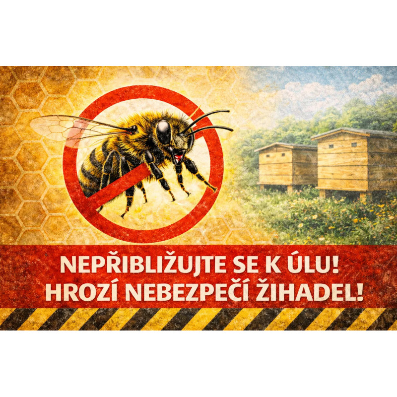 Cedule Pozor, včely – Nepřibližujte se k úlu