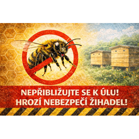 Cedule Pozor, včely – Nepřibližujte se k úlu