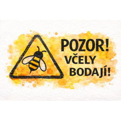 Cedule Pozor, včely – Akvarelová výstraha bodnutí