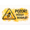 Cedule Pozor, včely – Akvarelová výstraha bodnutí