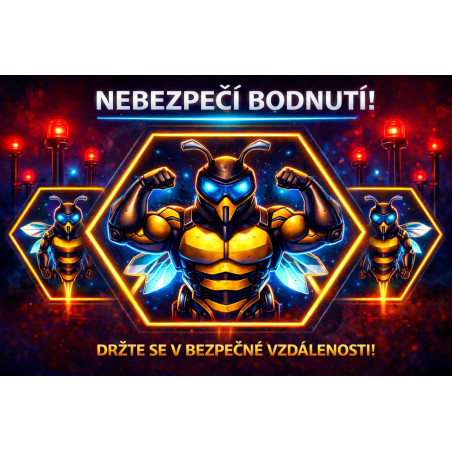 Cedule Pozor, včely – Futuristická výstraha bodnutí