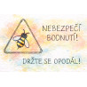 Cedule Pozor, včely – Akvarelové nebezpečí bodnutí jemný styl