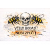 Cedule Pozor, včely – Nebezpečné včely lebka styl