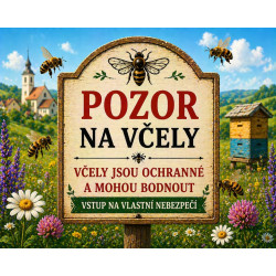 Cedule Pozor, včely – Ochranné včely výstraha