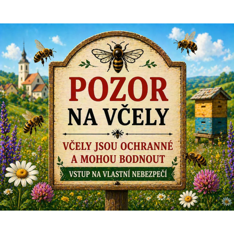 Cedule Pozor, včely – Ochranné včely výstraha