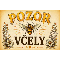 Cedule Pozor, včely – Pozor včely s květinami