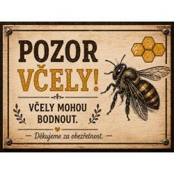 Cedule Pozor, včely – Včely mohou bodnout