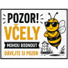Cedule Pozor, včely – Veselá včela s brýlemi