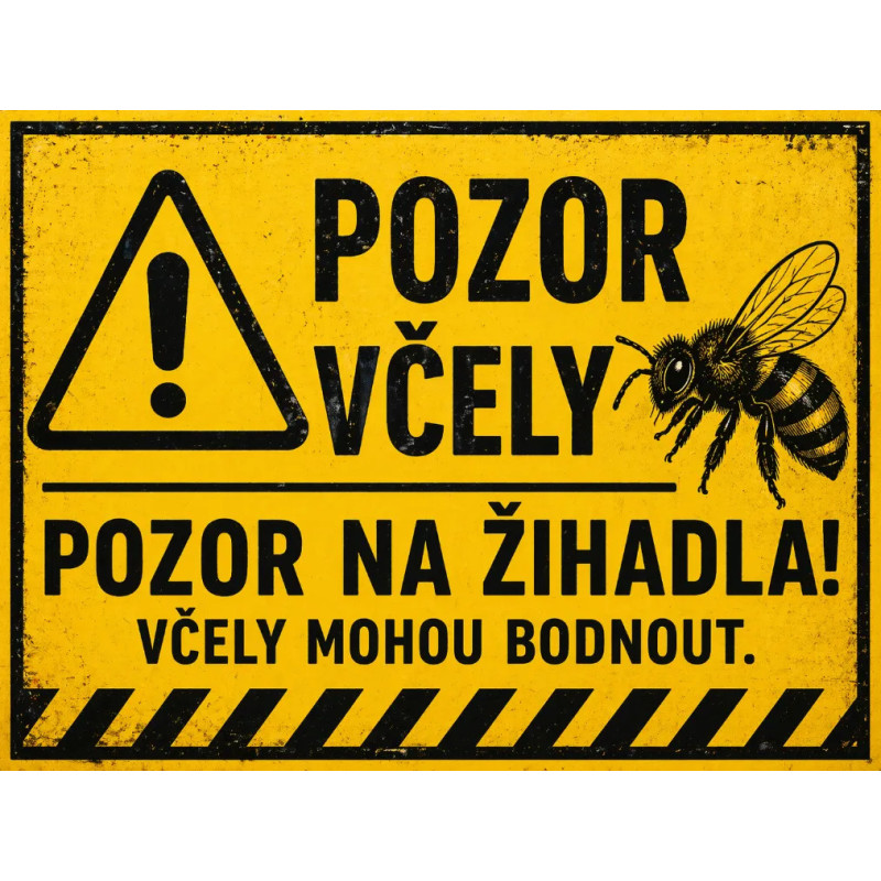 Cedule Pozor, včely – Výstražná žlutá tabule