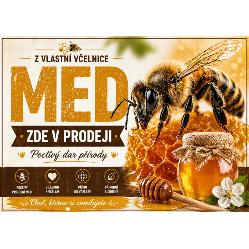 Cedule Prodej medu – Poctivý dar přírody