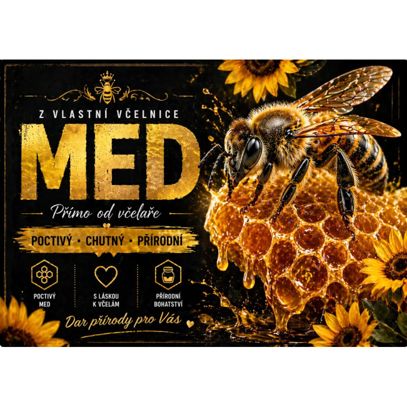 Cedule Prodej medu – Luxusní poctivý med přímo od včelaře