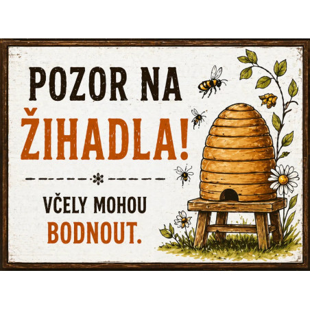 Cedule Pozor na žihadla – Včely mohou bodnout