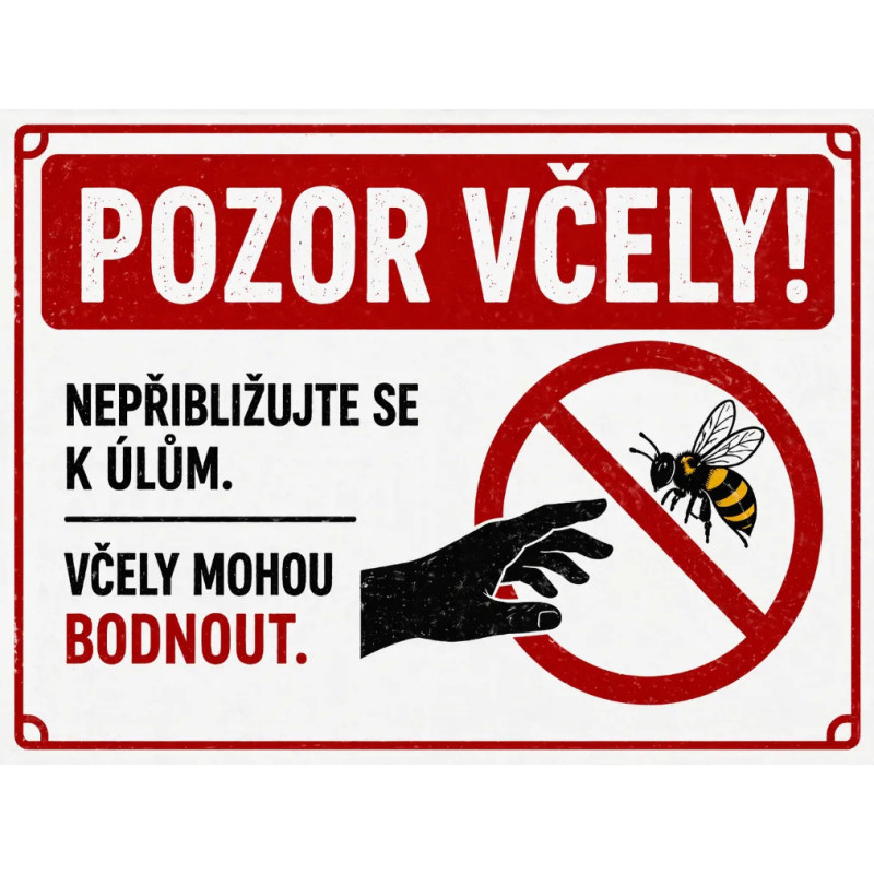 ⚠️ Cedule Pozor včely – Nepřibližujte se k úlům