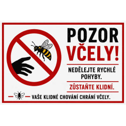 ⚠️ Cedule Pozor včely – Zůstaňte klidní