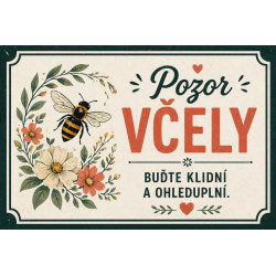 ⚠️ Cedule Pozor včely – Buďte klidní a ohleduplní
