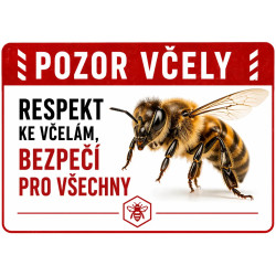 ⚠️ Cedule Pozor včely – Respekt ke včelám, bezpečí pro všechny