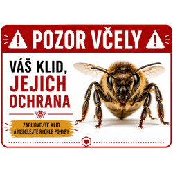 ⚠️ Cedule Pozor včely – Váš klid, jejich ochrana