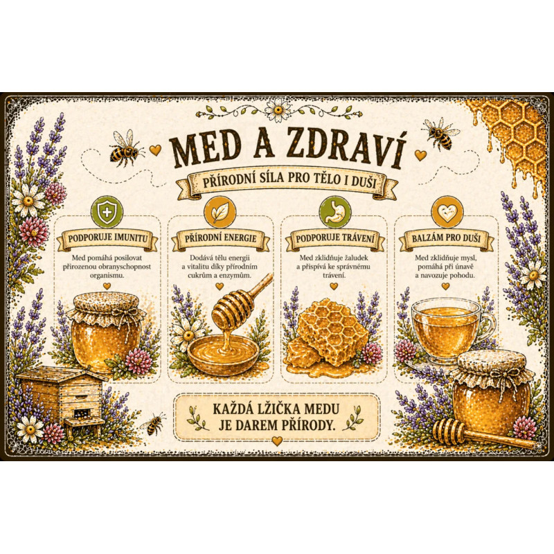 Naučná cedule Med a zdraví – Přírodní síla pro tělo i duši
