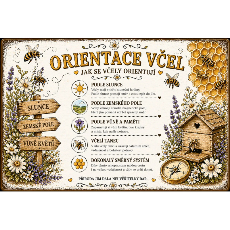 Naučná cedule Orientace včel – Jak se včely orientují