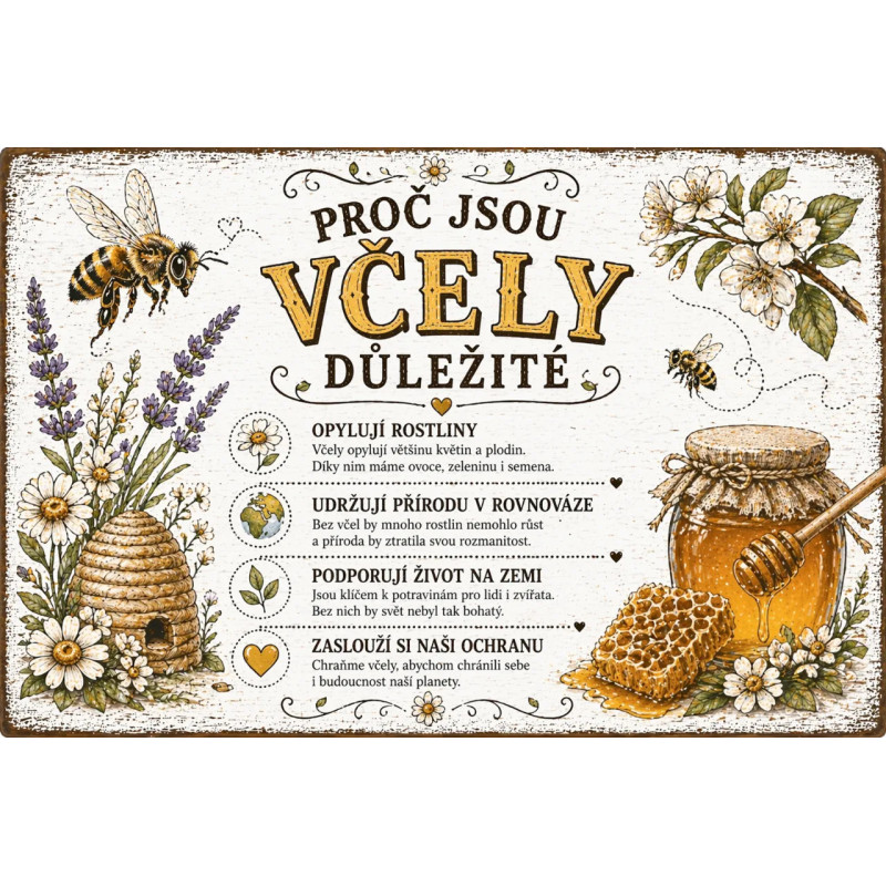 Naučná cedule Proč jsou včely důležité