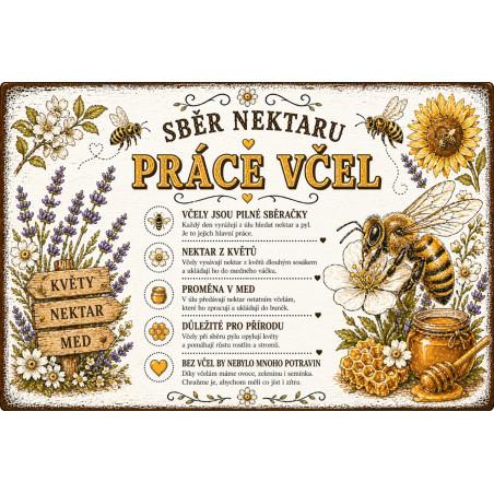 Naučná cedule Sběr nektaru – Práce včel