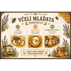 Naučná cedule Včelí mláďata – Budoucnost úlu