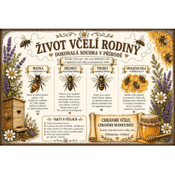 Naučná cedule Život včelí rodiny – Dokonalá souhra v přírodě