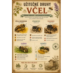Naučná cedule Užitečné druhy včel – Přehled opylovačů v přírodě