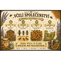 Naučná cedule Včelí společenství – Dokonalá spolupráce v úlu