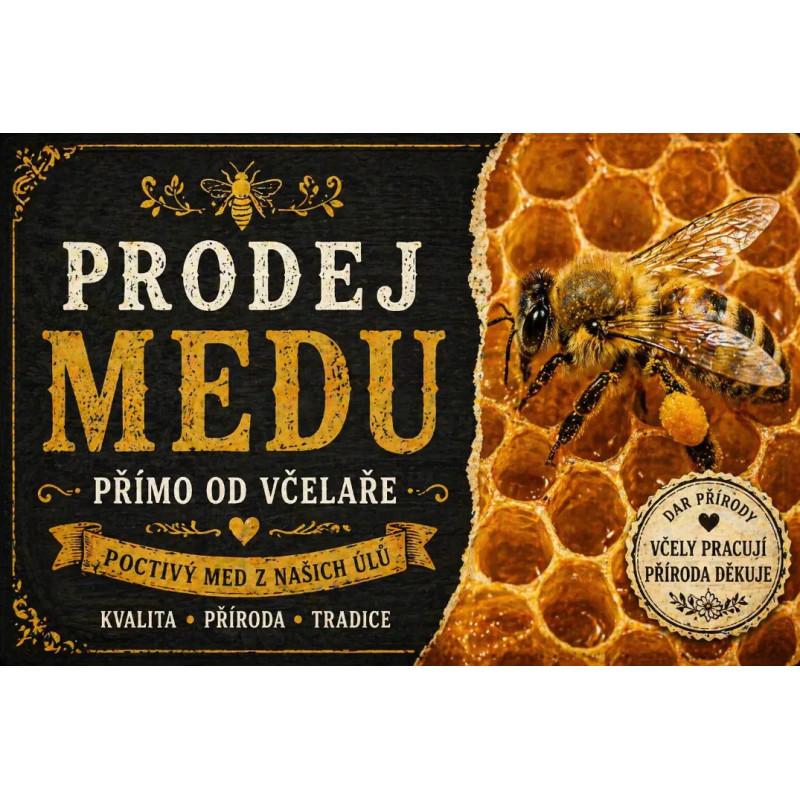 Cedule Prodej medu – Poctivý med z našich úlů