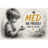 Cedule Prodej medu – Med na prodej s dětským motivem