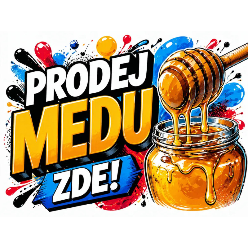 Cedule Prodej medu – Moderní graffiti styl se sklenicí medu