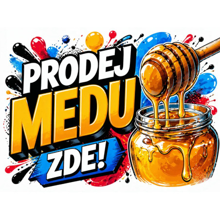 Cedule Prodej medu – Moderní graffiti styl se sklenicí medu
