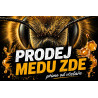 Cedule Prodej medu – Extrémní makro včely s výrazným kontrastem