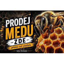 Cedule Prodej medu – Makro včely na plástvi s medem
