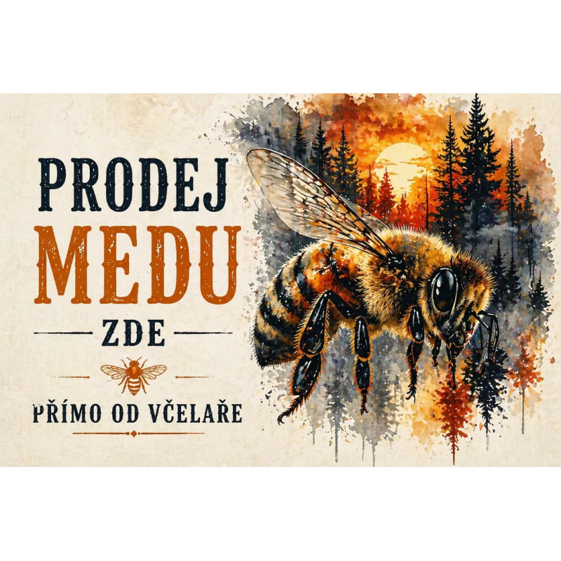 Cedule Prodej medu – Med na prodej s něžným dívčím motivem