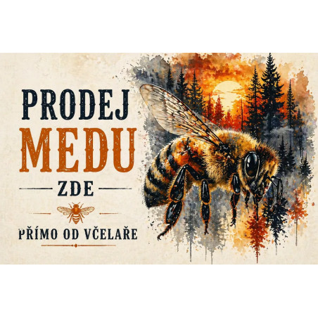 Cedule Prodej medu – Med na prodej s něžným dívčím motivem