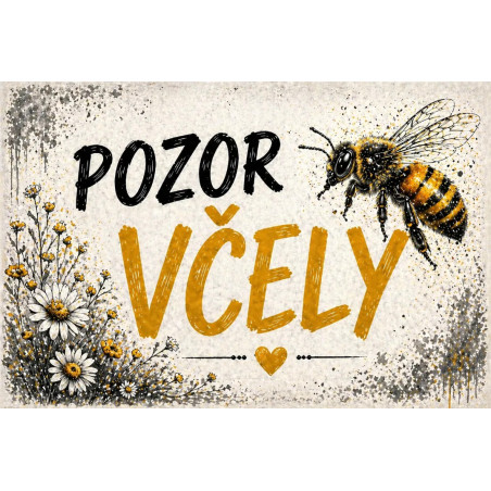 ⚠️ Pozor včely – jemný přírodní design s květy a včelou