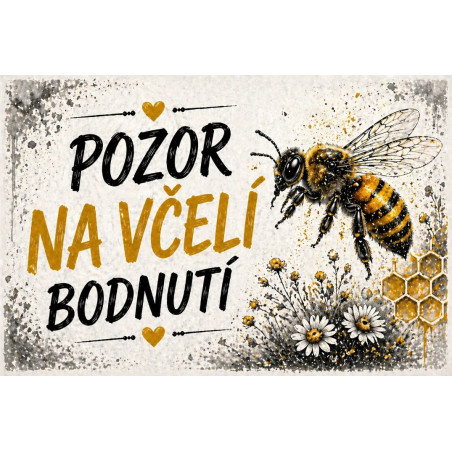 ⚠️ Pozor na včely – mohou bodnout, přírodní styl s pláství a květy