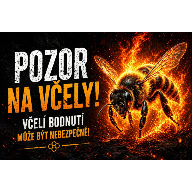 ⚠️ Pozor na včely – včelí bodnutí může být nebezpečné (ohnivý design)