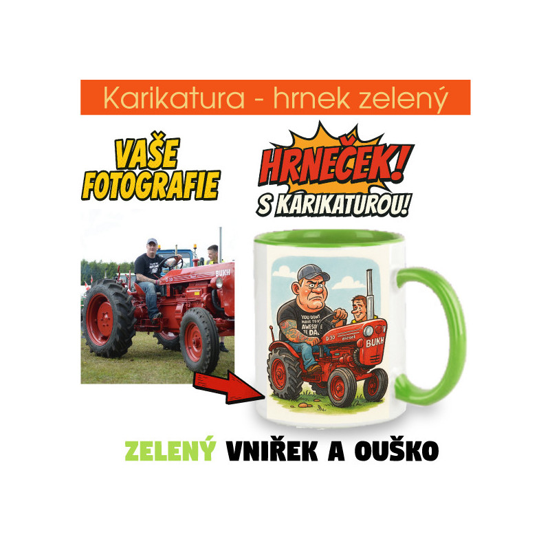 Hrnek zelený - karikatura