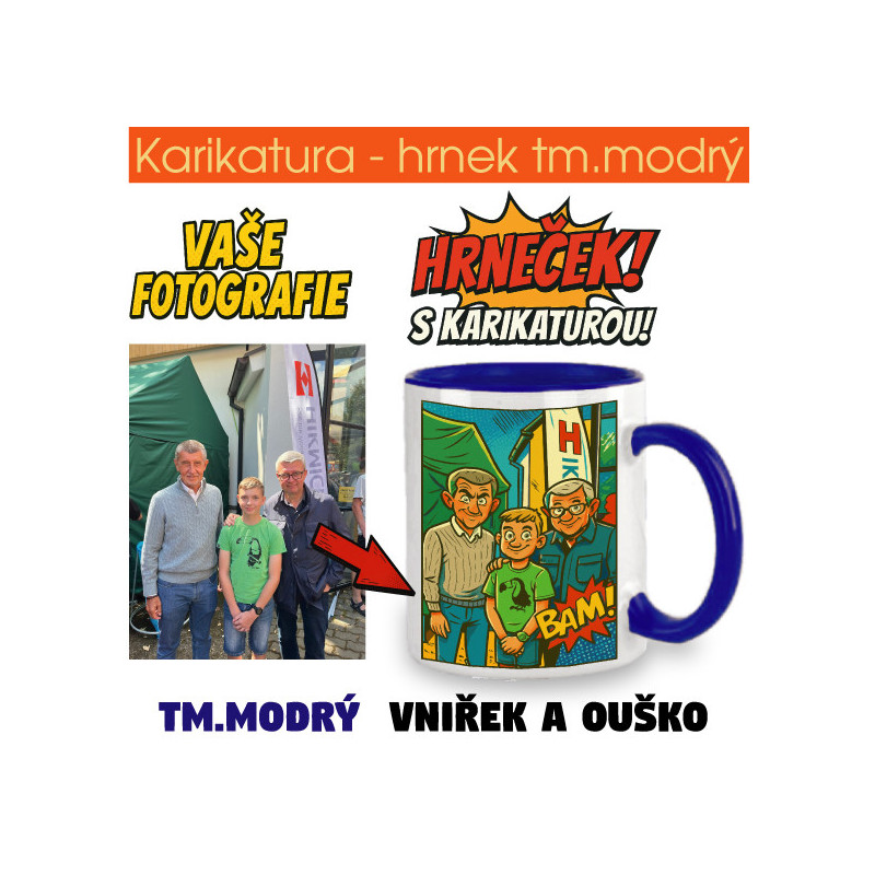 Hrnek tm.modrý - karikatura