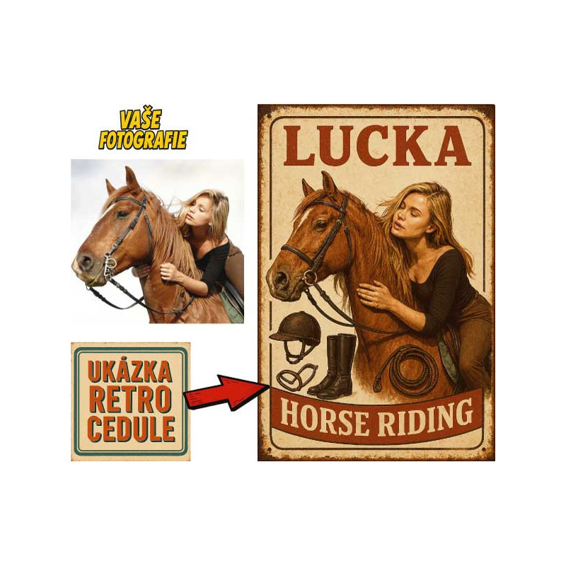 Retro cedule - Jízda na koni