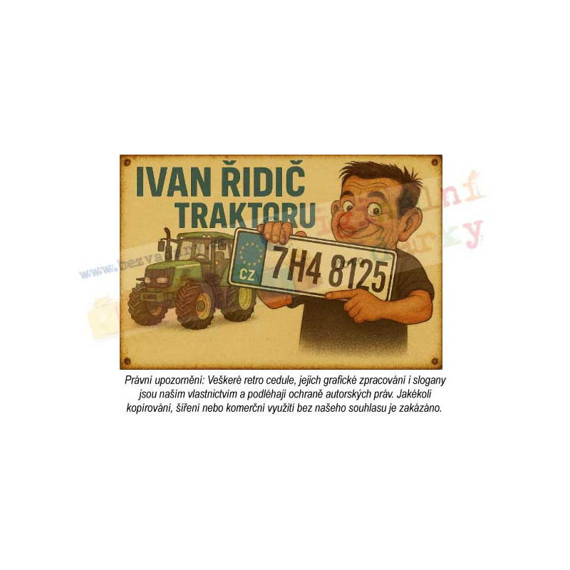 Retro cedule - Řidič traktoru