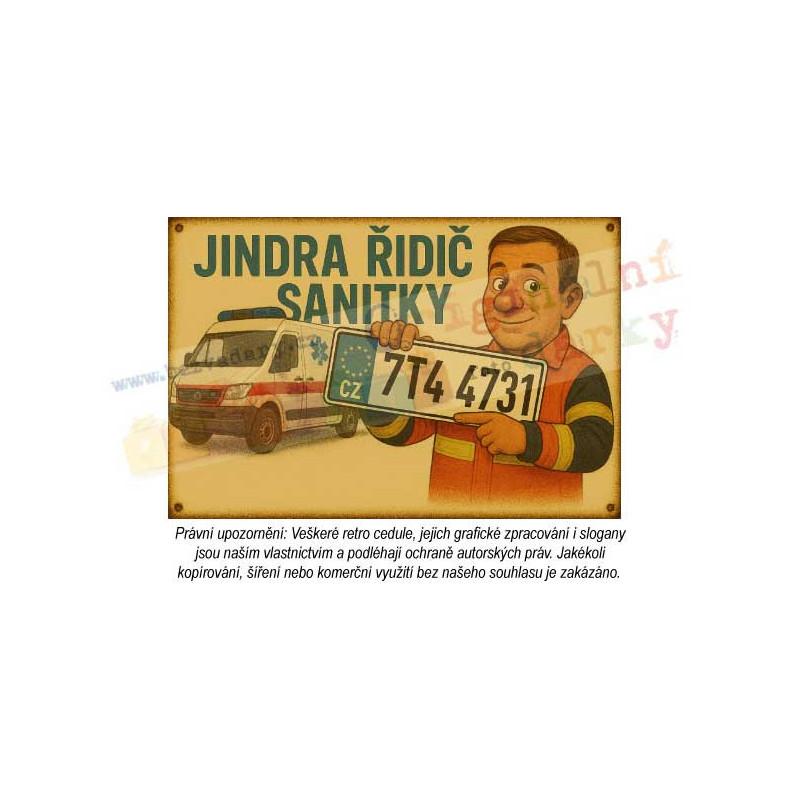 Retro cedule - Řidič sanitky