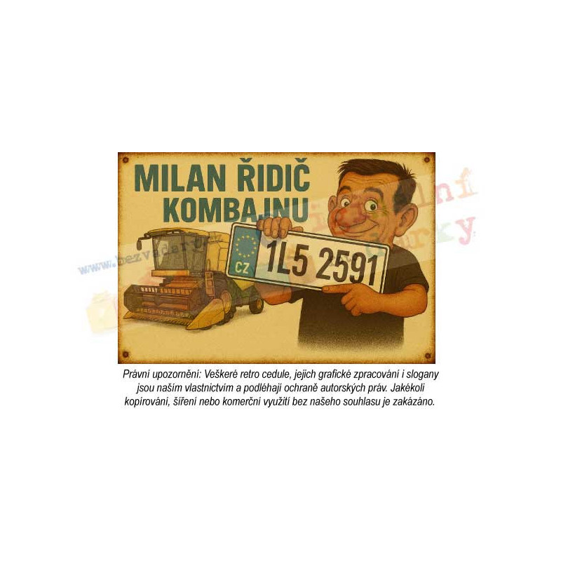 Retro cedule - Řidič kombajnu