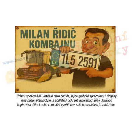 Retro cedule - Řidič kombajnu