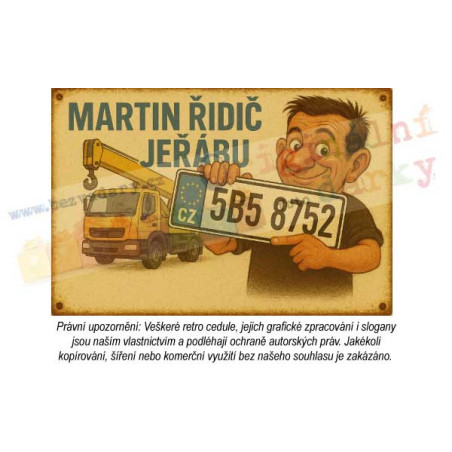 Retro cedule - Řidič jeřábu