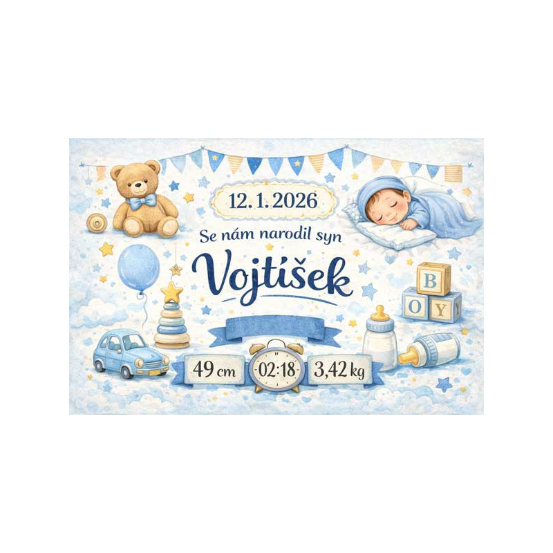 Cedule - narození dítěte , narození miminka